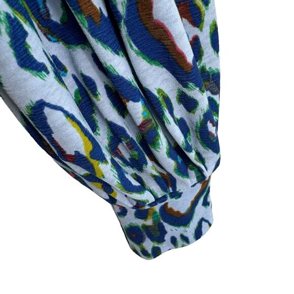 Nine West NWT Colorful Leopard Print Long Sleeve Round Neck Lightweight Blouse M - Picture 6 of 9